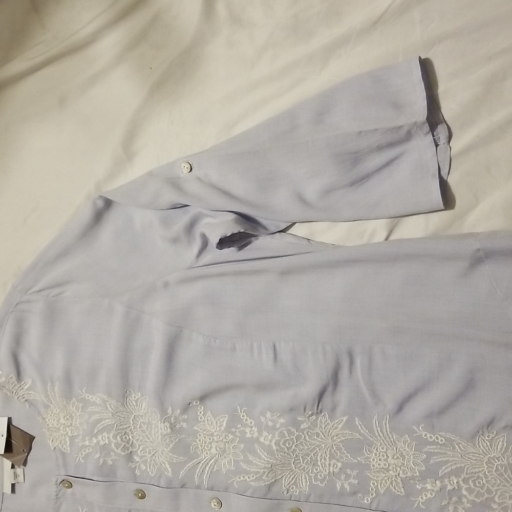 J. Jill light blue Duster Tunic w/floral Embroidery 🪞 - Picture 5 of 12